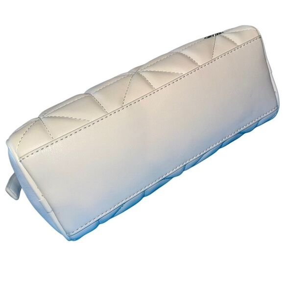 DKNY Ginger Top Zip White Quilted Faux Leather Shoulder Bag w/ NY Heart Charm - Picture 4 of 10